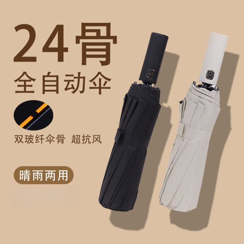 太阳伞黑胶uv遮阳伞晴雨两用全自动雨伞折叠伞感防晒 8骨手动-白色