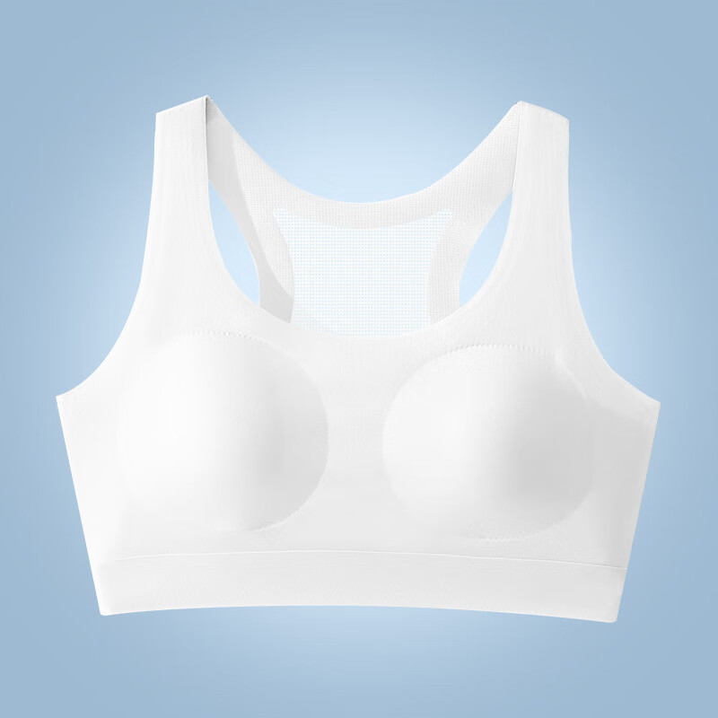 运动内衣青春期儿童少女文胸高中女生发育期内衣无痕内衣夏 珍珠白 M(55-75斤