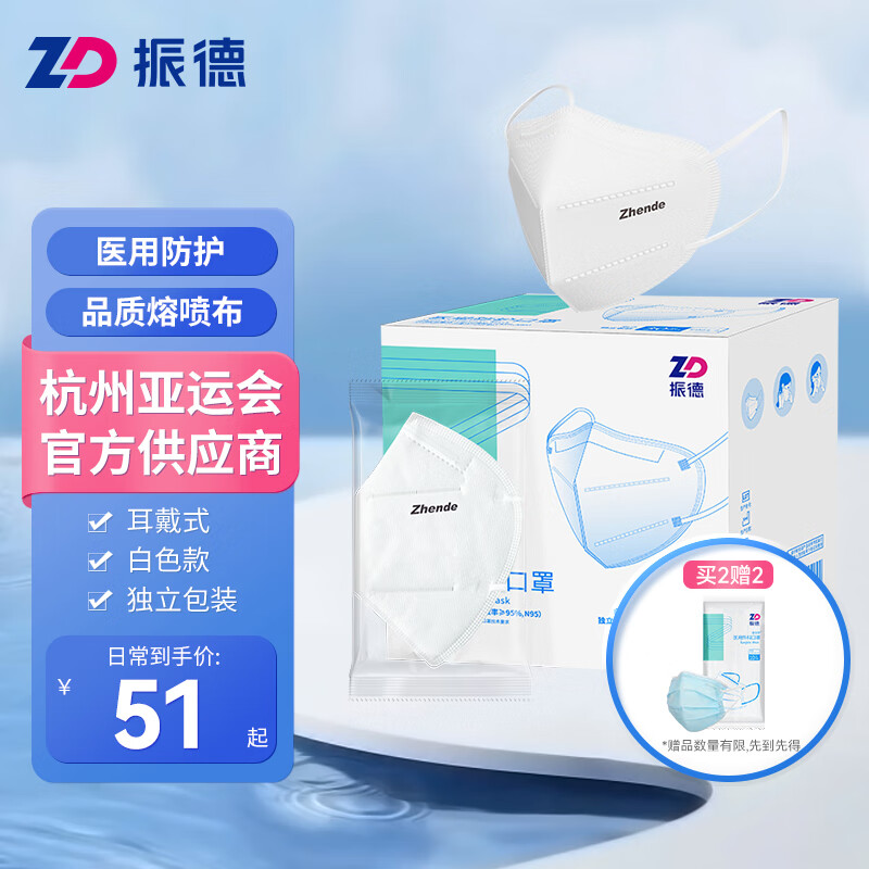 振德口罩价格走势|独立包装设计超实惠,呼吸阻力小性价比高