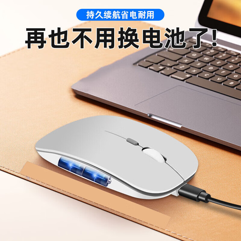 适用2026苹果MacBook无线鼠标Neo/Air/Pro笔记本蓝牙鼠标M5M4M3电脑办公静音鼠标充电ipad平板通用 太空银--( Type-c接收器版 )
