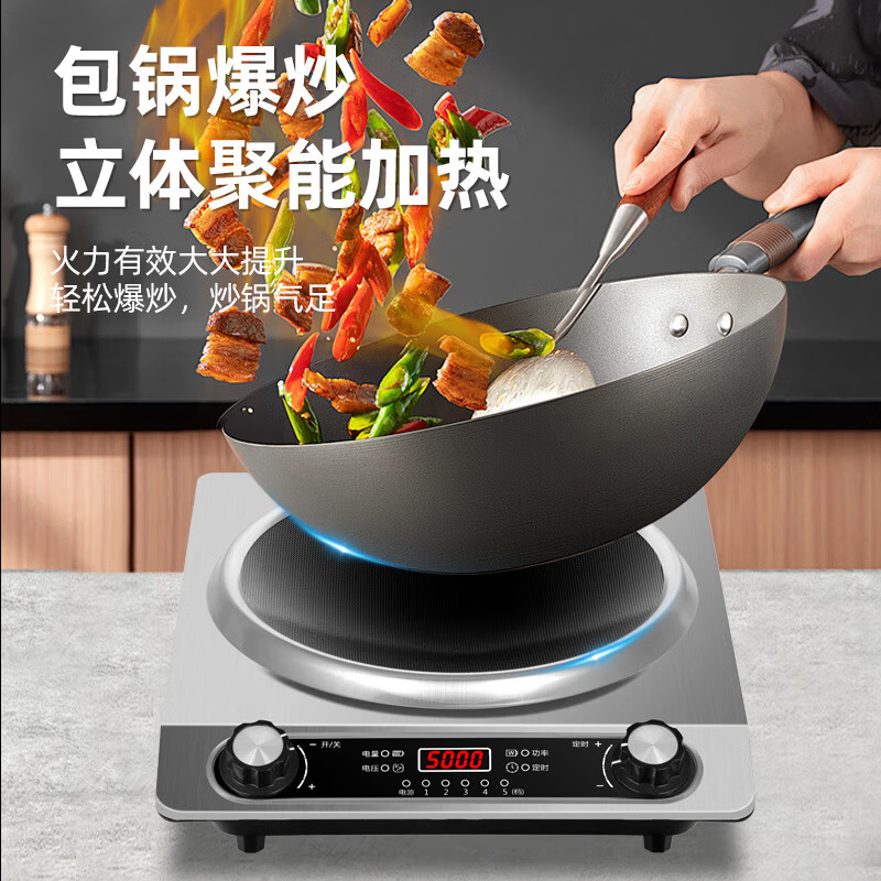 先科【限时特惠】正品凹面电磁炉5000W一级节能省电新款大功率电陶炉灶家用电炒锅新品炒菜锅炉 5000W【单机款/可定时/多档】