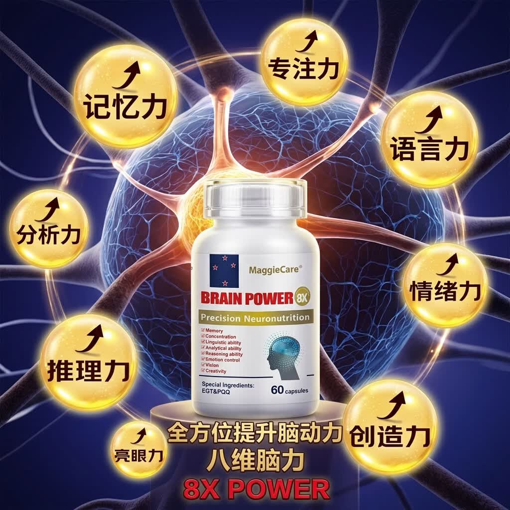 MaggieCareDHA藻油神经酸PQQ补脑增强记忆脑黄金学霸素澳洲进口健脑保健品 4瓶调理装【专注高效】买三送一