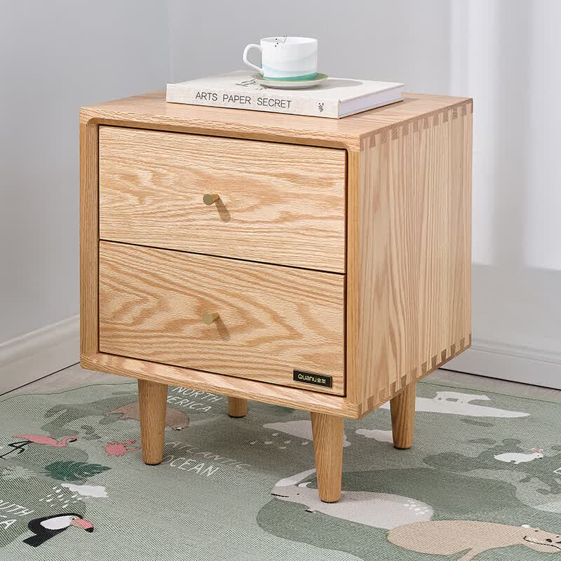 全友（QUANU）家居北欧原木风多功能1.5x2米橡木实木床家用主卧室双人大床家具 16床头柜*1