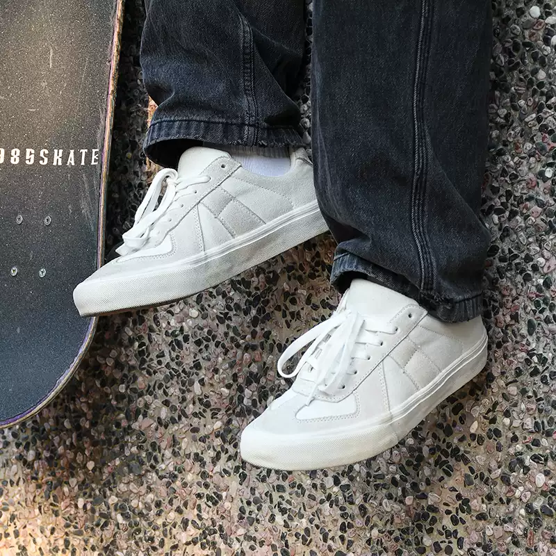 极路客新款美式复古德训鞋小白鞋德训男鞋女鞋板鞋耐磨专业滑板鞋 酒红色 42