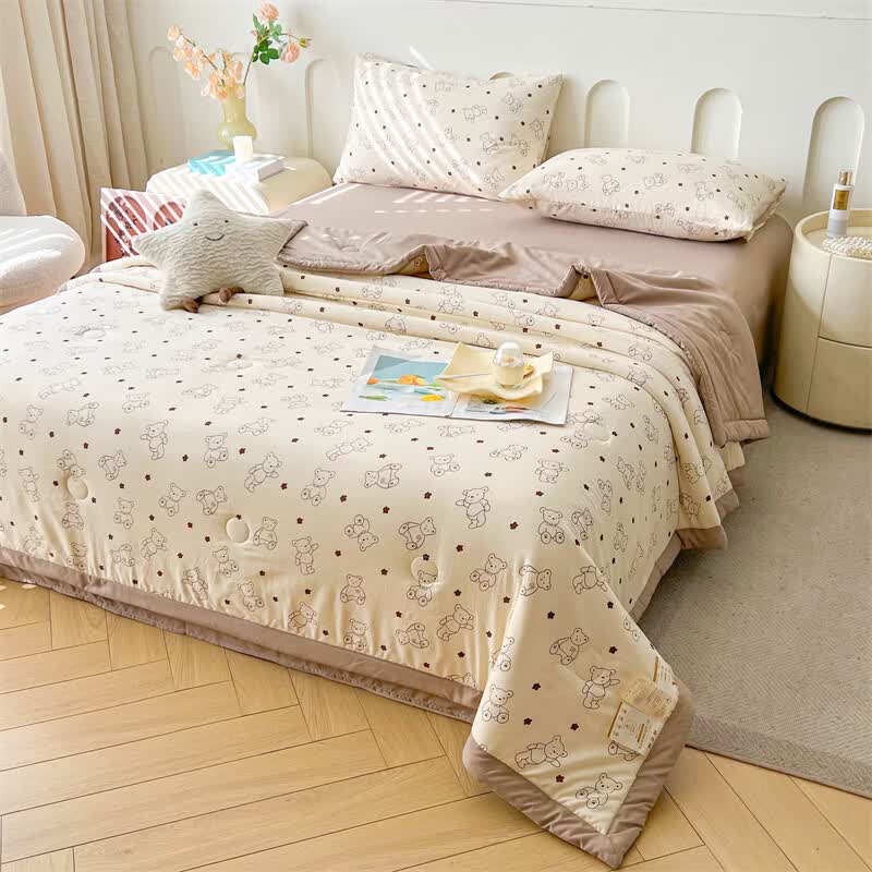 软贝A类夏凉被 混纺棉花被 空调被可机洗纤维被子被芯夏季午睡盖被 小熊博士 180x200cm单夏被