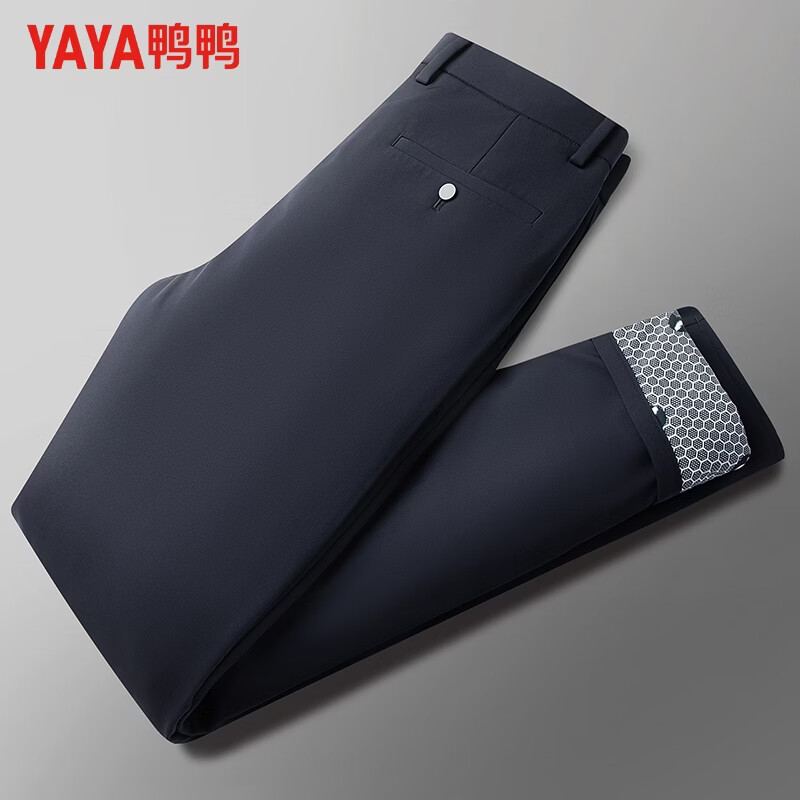 鸭鸭（YAYA）鹅绒羽绒裤男加厚直筒松紧腰保暖冬季新款休闲加绒裤B19