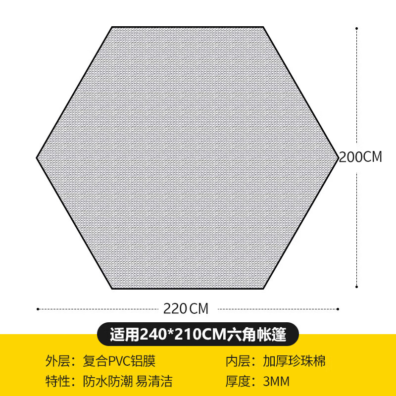 北极狼（BeiJiLang）防潮垫户外露营加厚帐篷用睡垫家用打地铺床上用野餐隔潮垫子地垫 六角防潮垫【2.2*2m】