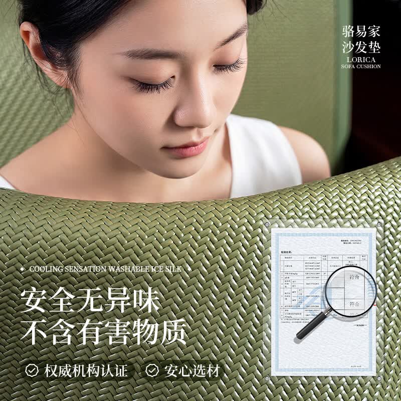 骆易家(Lorica)夏季皮沙发专用凉席垫新款防滑藤席透气2026轻奢高级感盖巾 陌野-绿色【清凉PE凉藤垫】 定制专拍(详情请咨询客服)