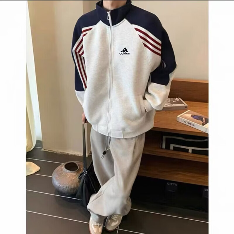 Y-3春秋季新款男女三叶草同款运动夹克立领开衫休闲卫衣情侣 黑色三叶 2XL (170-195)斤