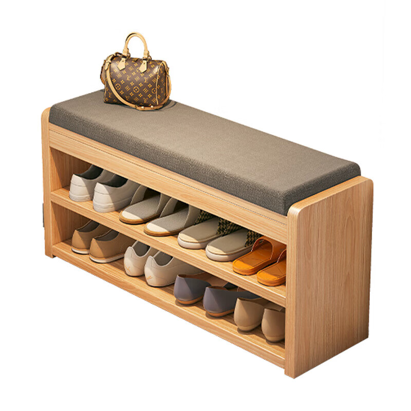 暖堂 WARM HALL入户换鞋凳进门口家用鞋架可坐一体实木长条穿鞋极窄 黄杉木色80x24x45.5cm双层款 实木生态板（自己组装）