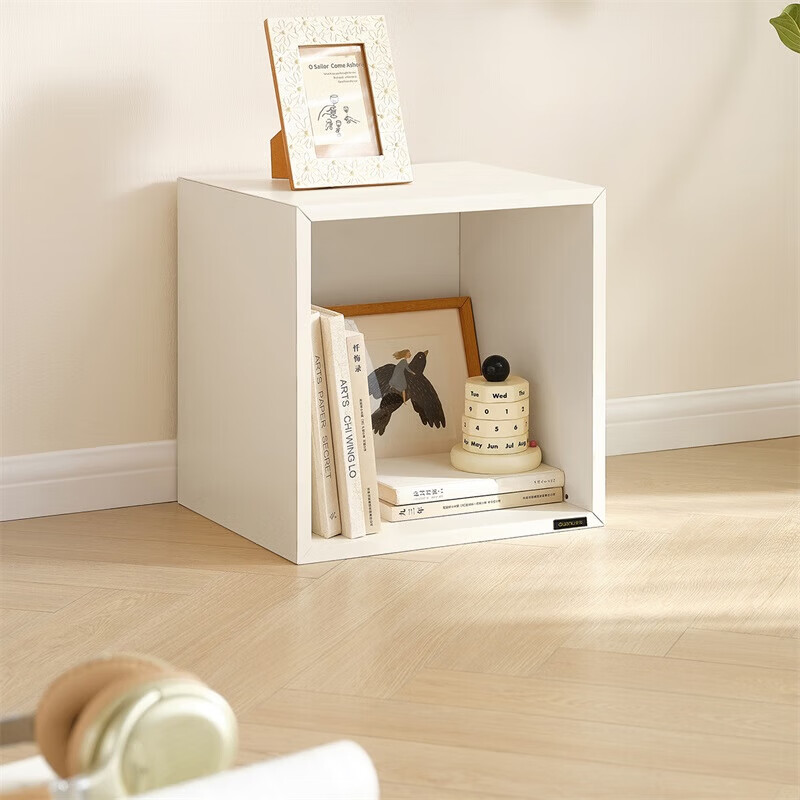 全友家居置物架落地客厅家用角柜卧室零食收纳储物柜子书架家具710KD 象牙白|单格柜