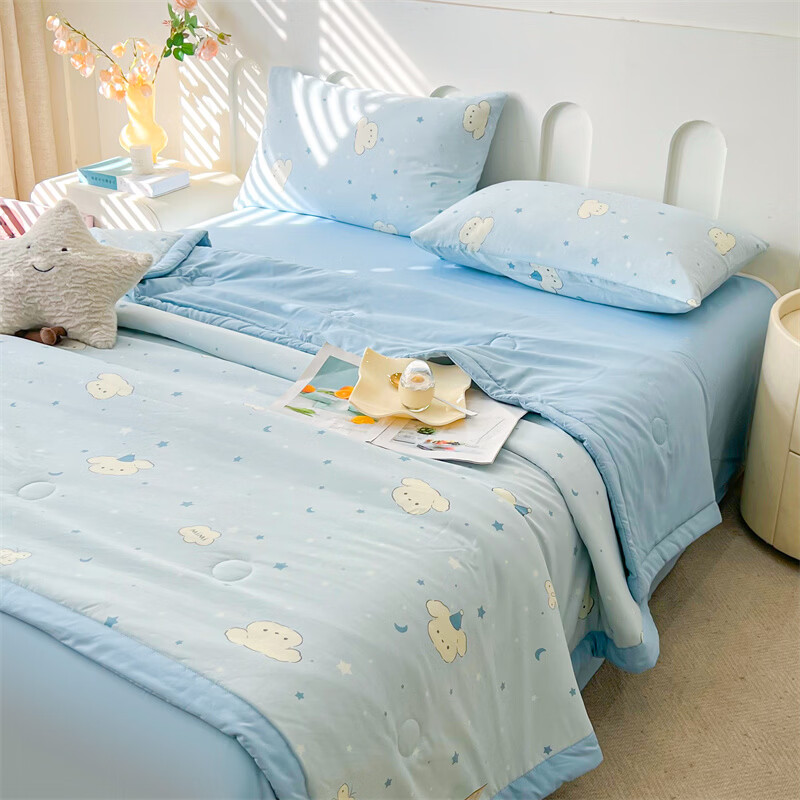 软贝A类夏凉被 混纺棉花被 空调被可机洗纤维被子被芯夏季午睡盖被 星月小狗 150cm*200cm单夏被