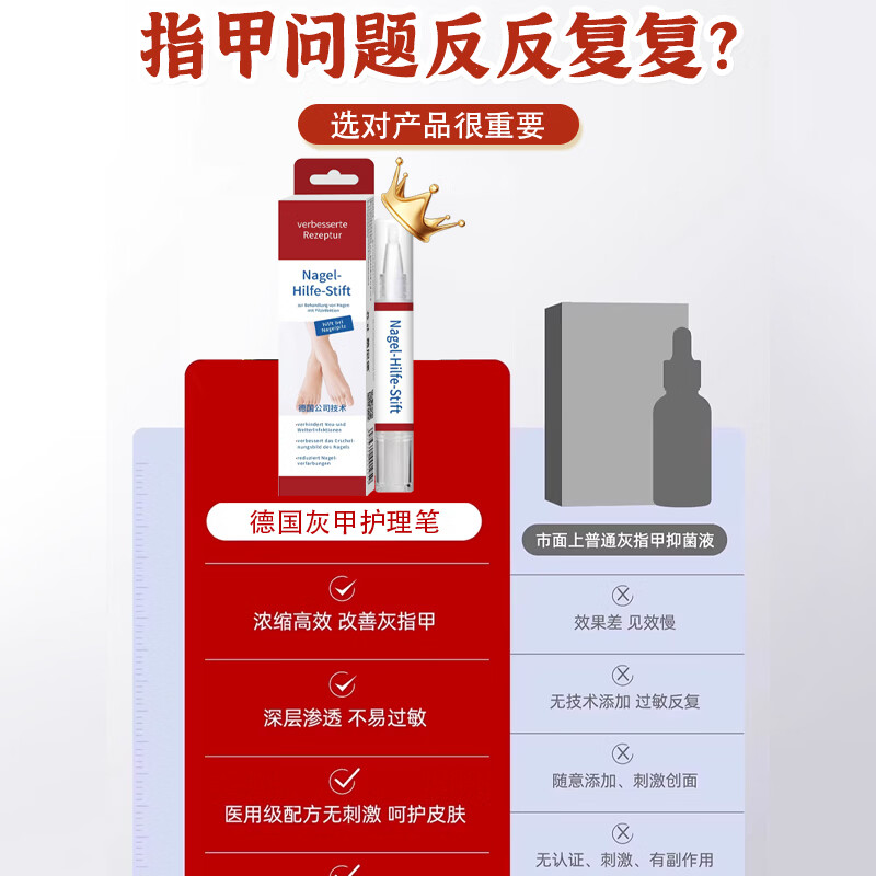 L0【德国进口】灰指甲笔抑菌液去灰指甲甲增厚专用修复指甲护理正品 【重度疗程】灰指甲笔*3