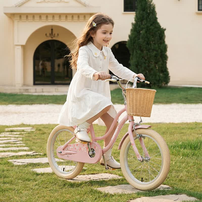 途锐达（TOPRIGHT）暖暖儿童自行车6-12岁女孩骑行16寸公主车学生专用女童单车脚踏车 暖暖复古米胎版 20寸适合身高125-155CM