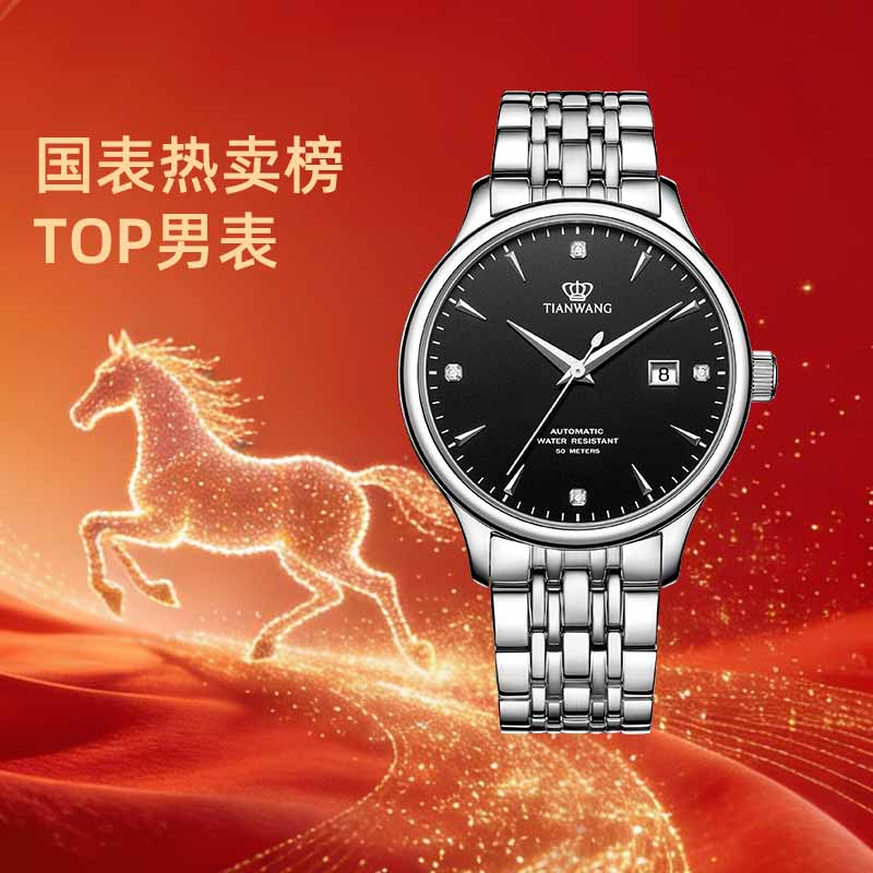 天王（TIAN WANG）手表男士自动机械 生日礼物昆仑系列男表黑色GS5876S.D.S1.B-1
