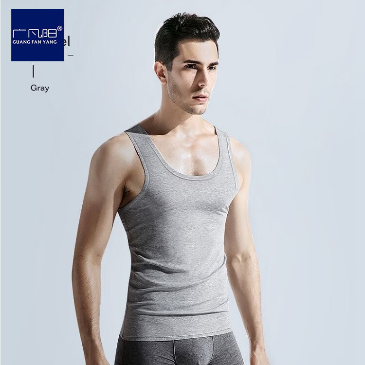 广凡阳纯棉短袖男士背心2026夏季新款打底无袖t恤全棉运动健身坎肩汗衫 白色 L 建议90-12斤