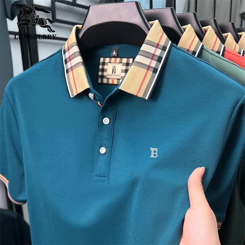 B PRORSUM巴宝莉2026夏季新款POLO衫男短袖翻领上衣商务休闲半袖体恤男装 黑色 M 推荐80-100斤