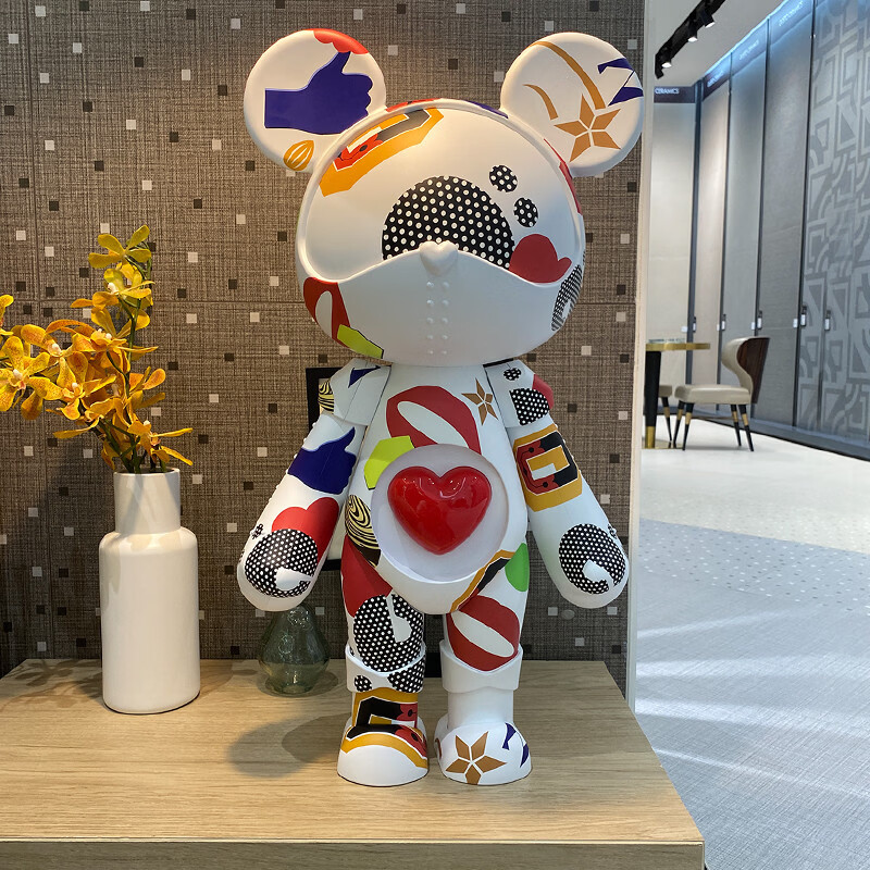 溥畔星际熊客厅大摆件公仔潮玩熊落地装饰品乔迁开业礼品 糖果+橙色(高度72.5cm)