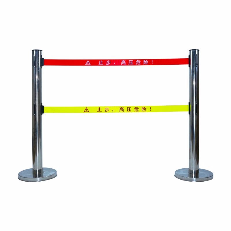 国联电力不锈钢带式围栏安全警示桩伸缩立柱警戒护拦线隔离带logo订制