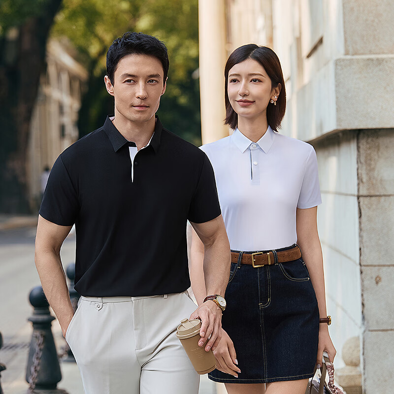 ROYAL PALM POLO SPORTS CLUB男士夏季冰丝高弹商务短袖POLO衫薄款体恤衫 冰川蓝 S