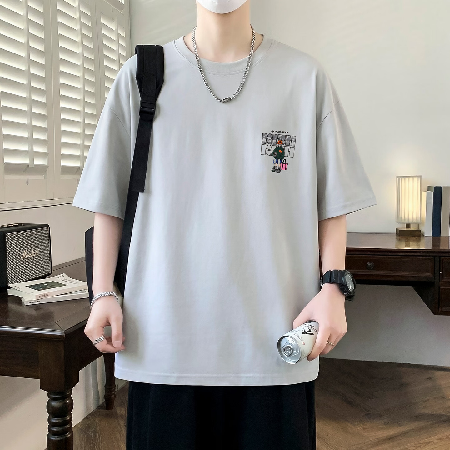 轩程短袖t恤男2026夏季宽松大码潮流港风男装半袖打底衫男 T8510绿色 2XL (185)