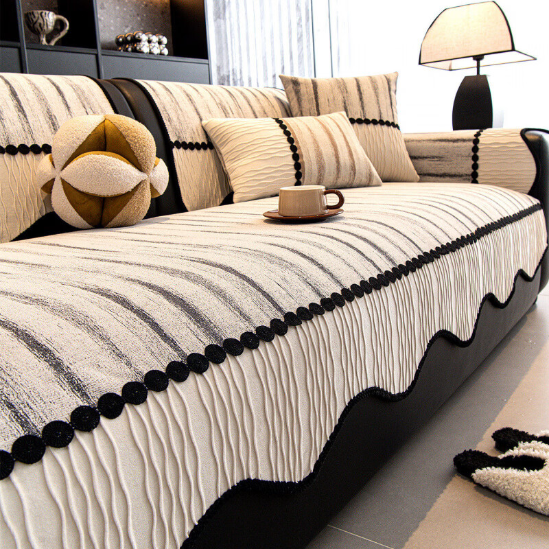 正圣沙发垫四季通用防滑2026年新款轻奢高级感雪尼尔沙发专用坐垫 异形沐纹-深灰色 70cm*70cm (可做扶手)