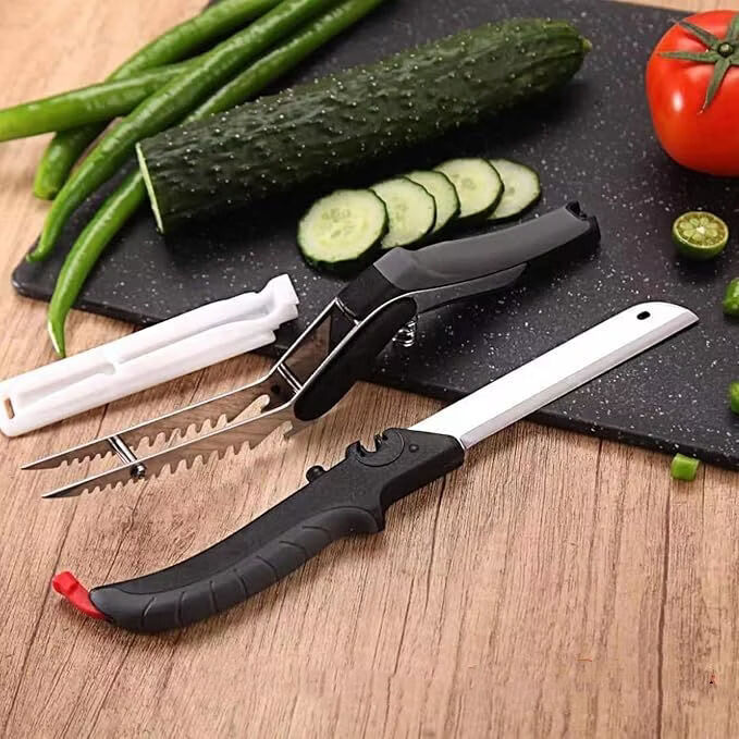 溥畔多功能砧板剪刀户外便携式厨房剪切一体刀辅食工具多用沙拉剪 60°以上13cm