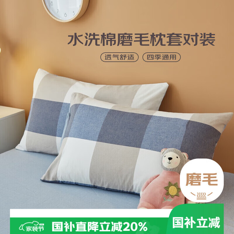 艾薇枕头套磨毛枕套一对儿童枕套卡通学生单人枕套 简兮格 48*74cm