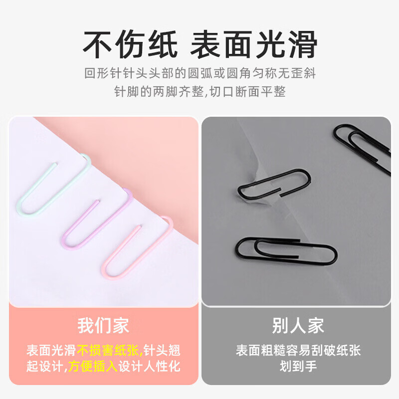 赞婴美莫兰迪色回形针彩色固定曲别针金属装订办公财务用品 回形针【莫兰迪色】2盒/共200枚