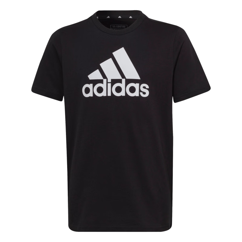 adidas男女大童休闲纯棉上衣圆领短袖T恤儿童夏季阿迪达斯轻运动 黑色/白色   164  