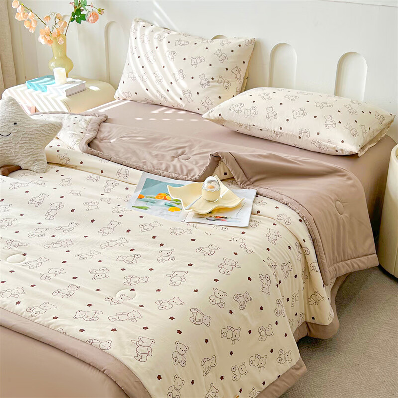 软贝A类夏凉被 混纺棉花被 空调被可机洗纤维被子被芯夏季午睡盖被 小熊博士 180x200cm单夏被