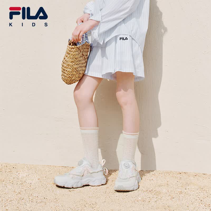 FILA斐乐儿童童装短裤2026年夏季新款女童中大童休闲直筒五分裤子 满印一-ZA 170