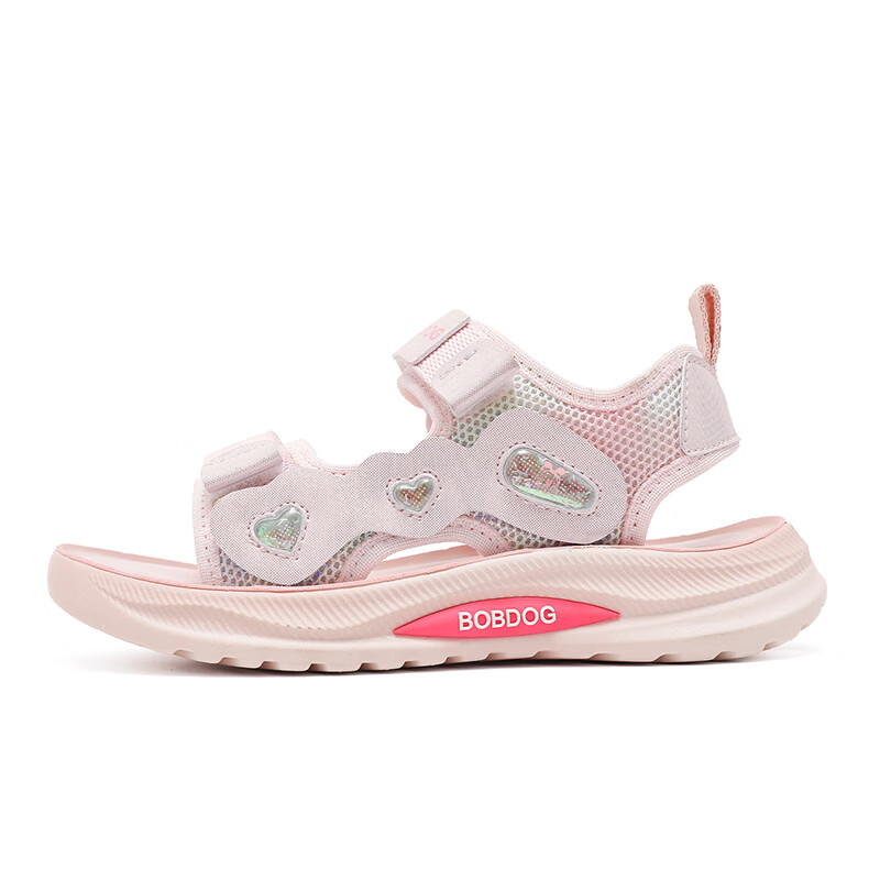 巴布豆（BOBDOG）童鞋女童露趾运动凉鞋2026新款夏季女宝公主鞋中大童沙滩鞋 嫩粉 26 适合脚长16.0CM