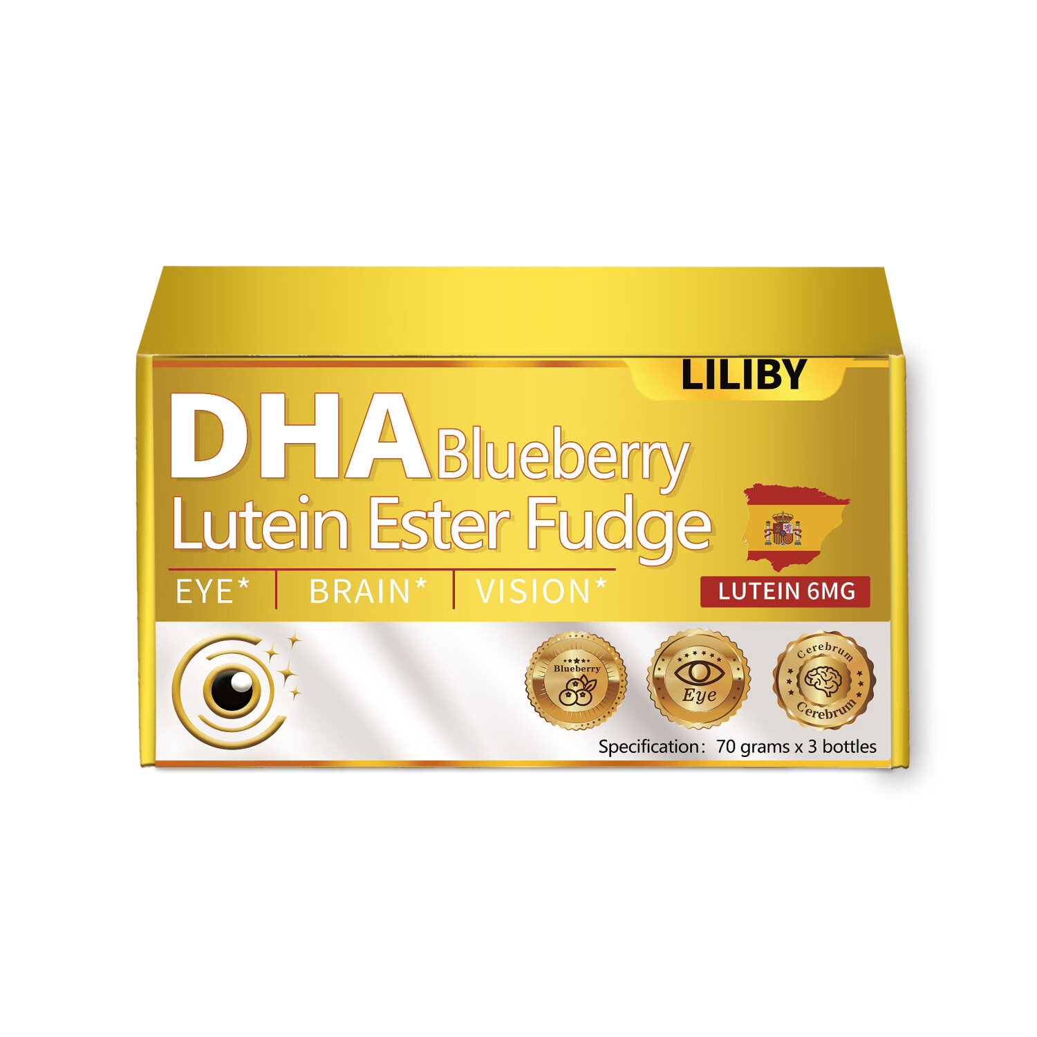 LILIBY DHA BLUEBERRY LUTEIN ESTER FUDGE叶黄素酯软糖礼盒装-A1 3瓶的带礼盒没有礼袋 210g*1盒 京东折扣/优惠券