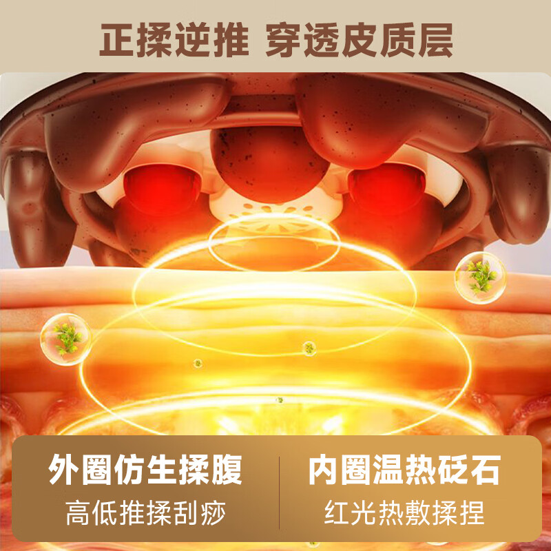 乐凯龙腹部按摩器砭石揉腹仪促进胃肠道蠕动排便秘全自动揉捏艾灸加热敷揉肚子神器礼物送妈妈减赘肉燃脂 【双向砭石揉捏按摩热敷】赠艾饼+精油TY-850