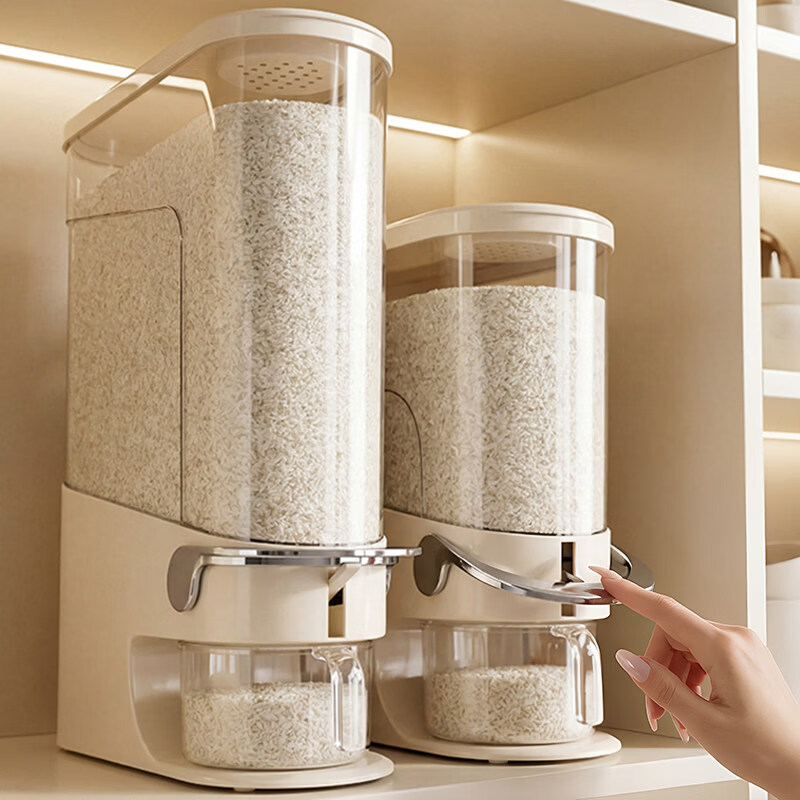 艾仕可（ASCOR）米桶家用密封防虫防潮米缸食品级米箱夹缝储存容器2026新款按压式 奶白色-12斤米桶-12cm超窄【密封防虫 节省空间】