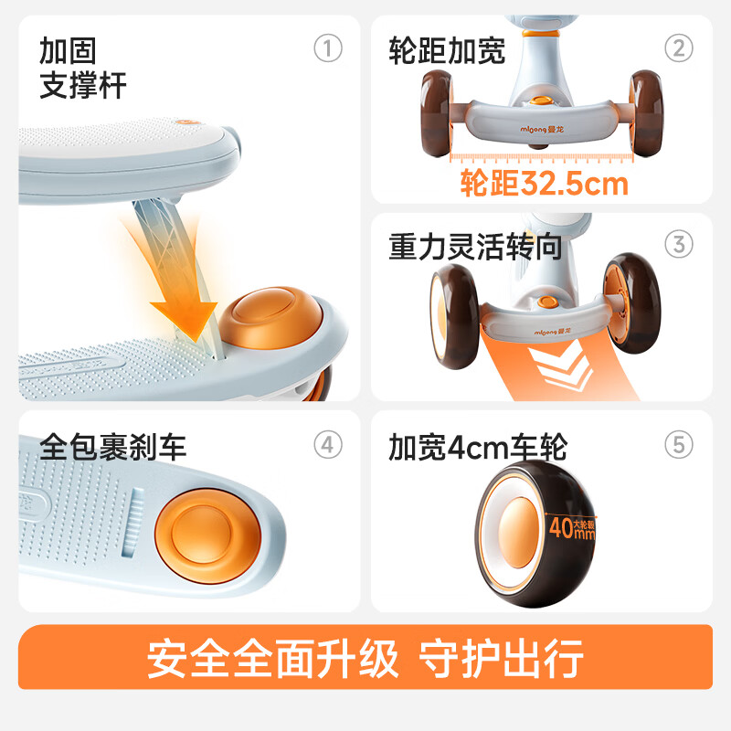 曼龙造梦家儿童滑板车1-3-6-12岁宝宝滑行车大童可坐可骑滑溜溜平衡车 【全新升级骑滑二合一】造梦家滑步车-莫奈灰3.0