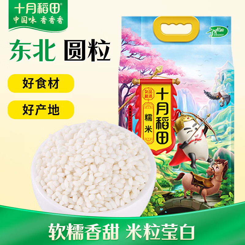 十月稻田 糯米 5斤 新米 东北圆粒糯米 五谷杂粮米 粽子糯米粉  端午