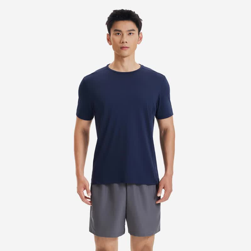 迪卡侬短袖速干衣男吸汗透气半袖上衣运动健身t恤藏青色L-5004508