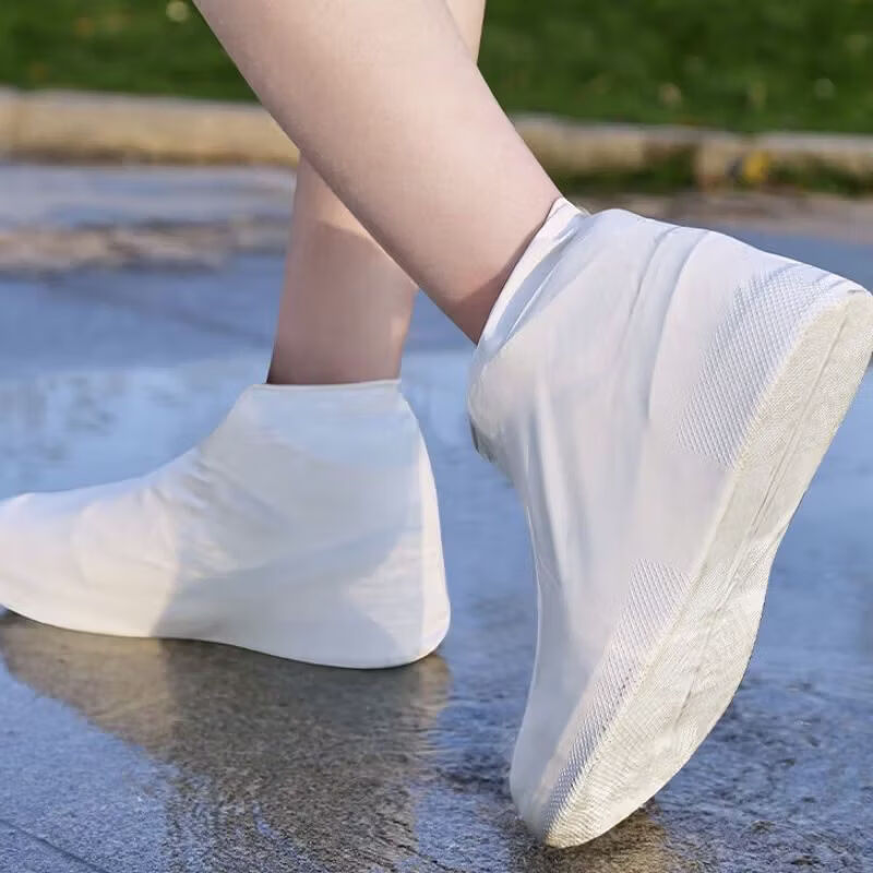 列文虎克 LEEUWENHOEK生活日用新款硅胶鞋套加厚防雨耐磨户外防滑脚套雨天鞋套防水鞋套 【白色-加厚防滑】2双 M码【34-39码】