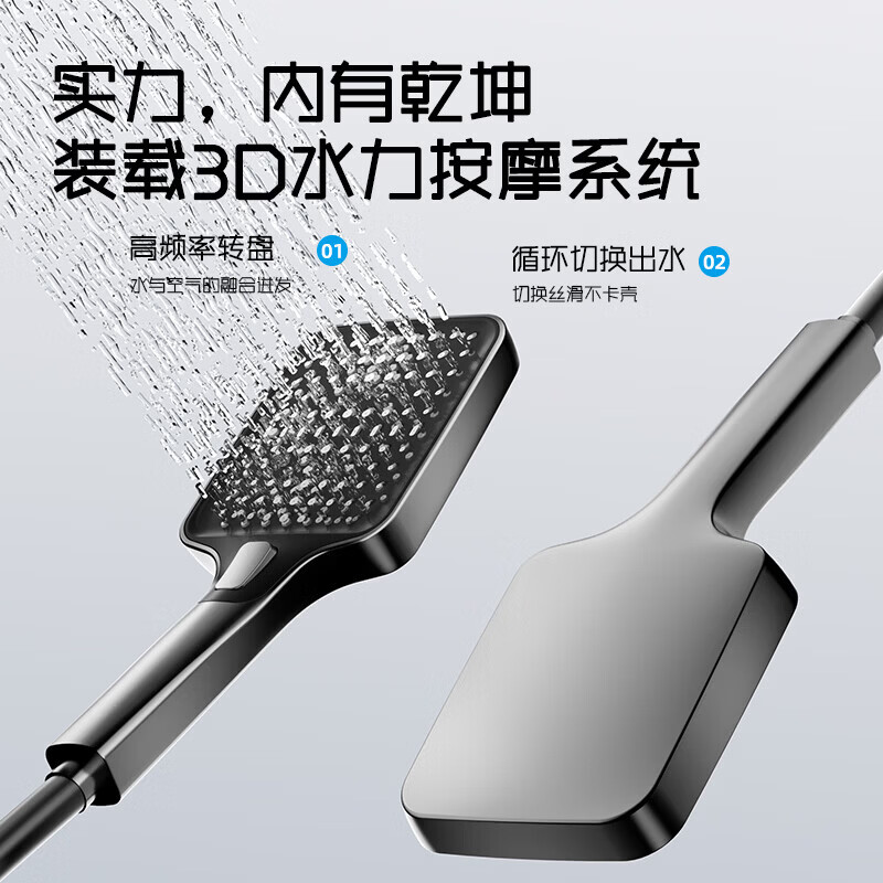 九牧(JOMOO)淋浴花洒套装全铜钢琴恒温数显花洒家用增压喷头淋浴器淋雨自洁 6002-枪灰色【冷热款】经典钢琴键