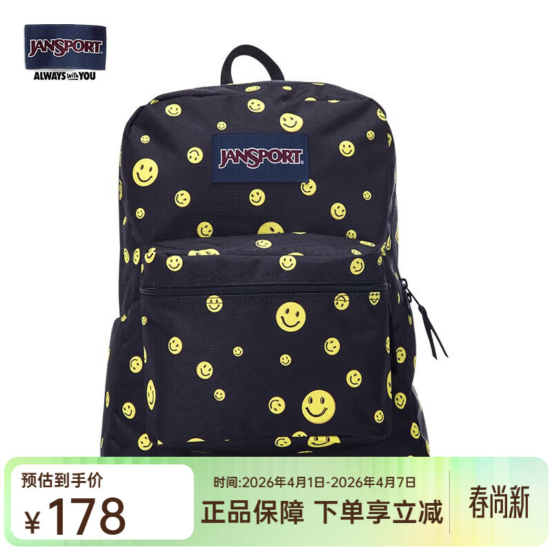 JANSPORT杰斯伯双肩包女男时尚休闲双肩包/裁切不一样花纹会不一致 33SB41W绵长的微笑-无侧袋无隔层 京东折扣/优惠券