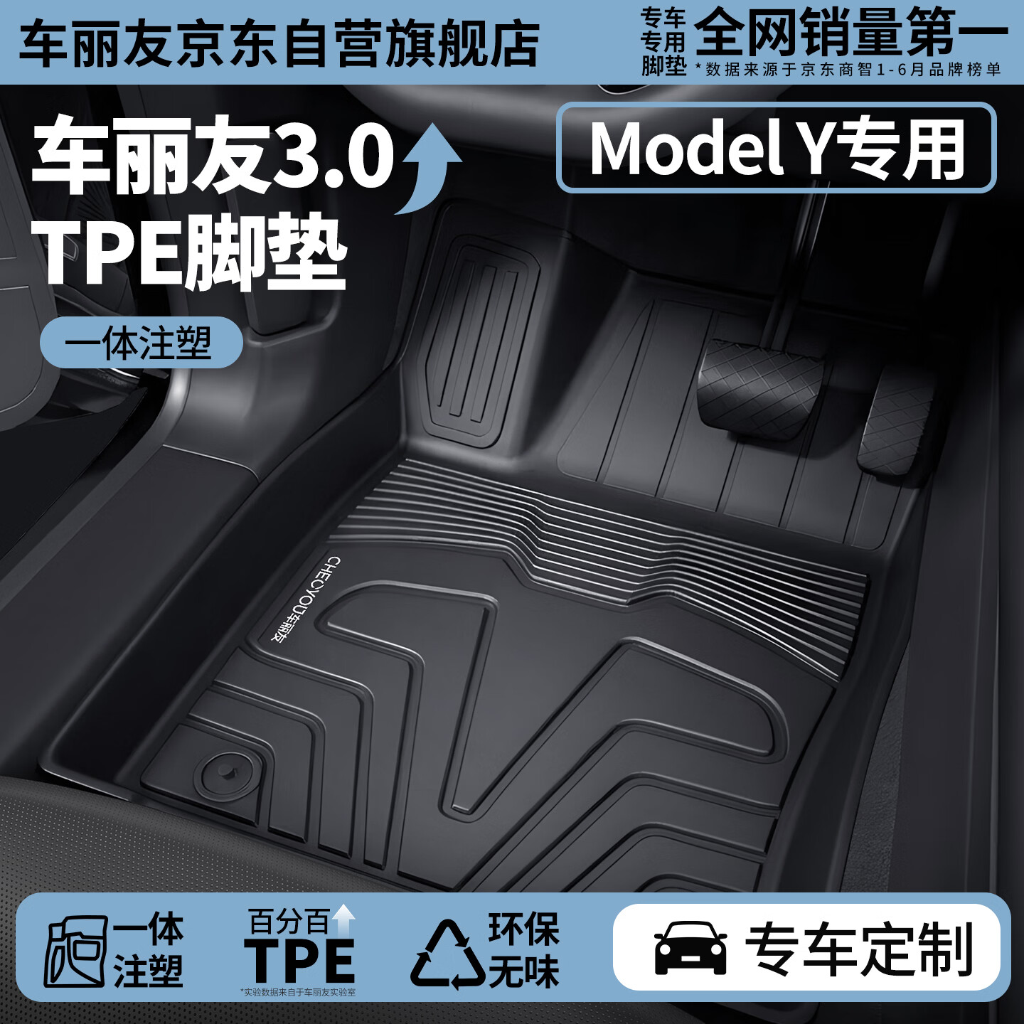 车丽友 注塑TPE汽车脚垫适用于20-24款特斯拉ModelY