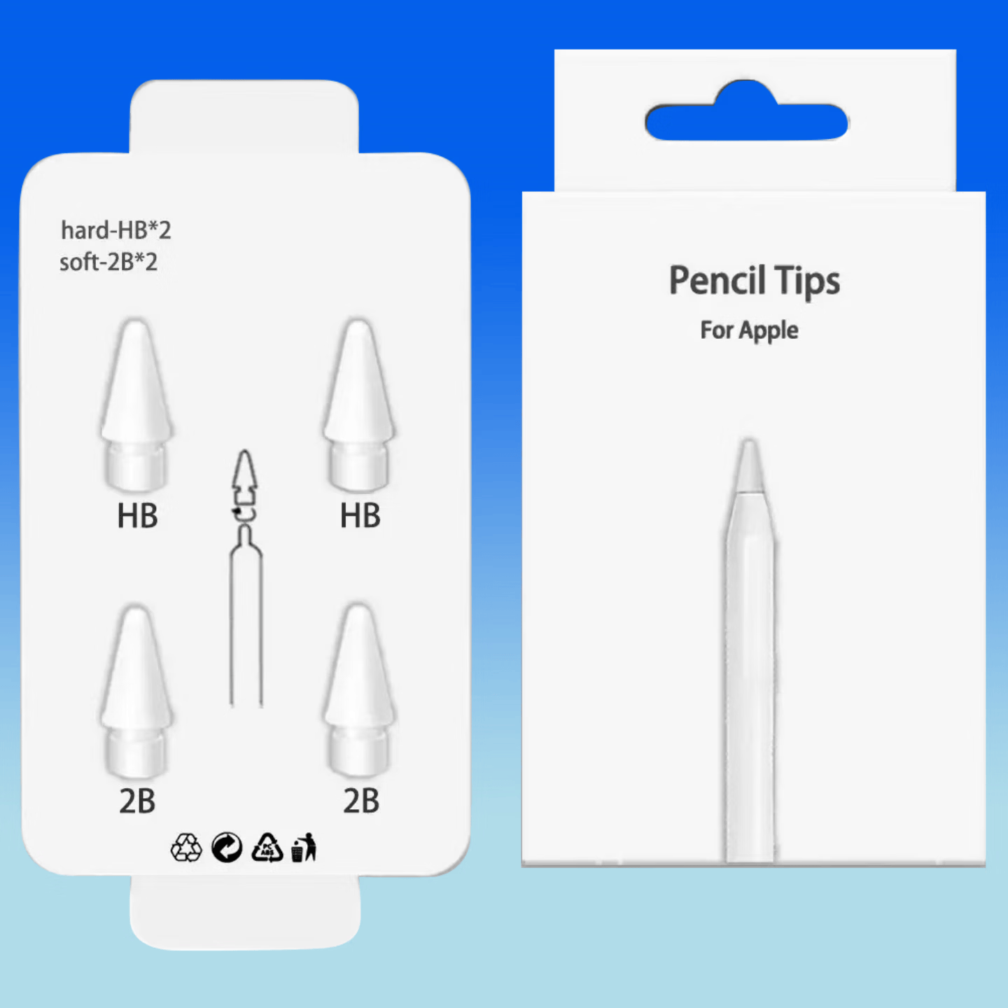 富有酷骑适用Apple pencil pro静音阻尼笔尖2B2H静音耐磨苹果ipad一代二代双阻力笔尖 白色笔尖6个装