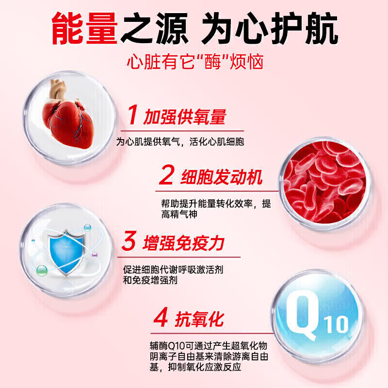 九州千玺南同辅酶Q10软胶囊熬夜加班保护心脏心血管护心肌免疫力  辅酶Q10 软胶囊 60粒*5瓶