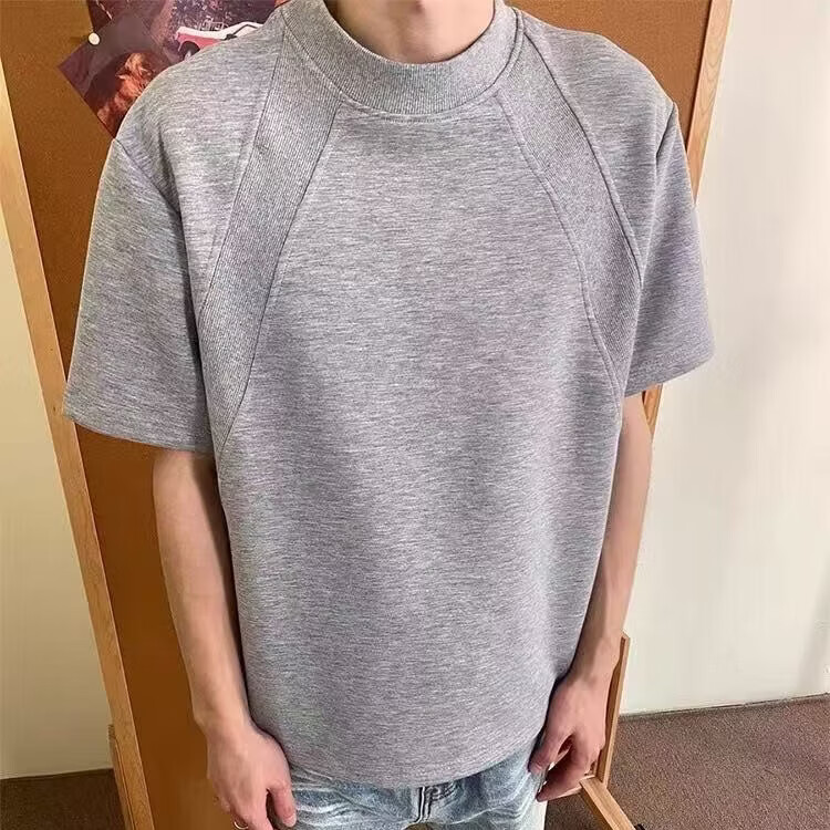 美式重磅太空棉短袖t恤男夏季正肩硬挺cleanfit半袖上衣 黑色 3XL