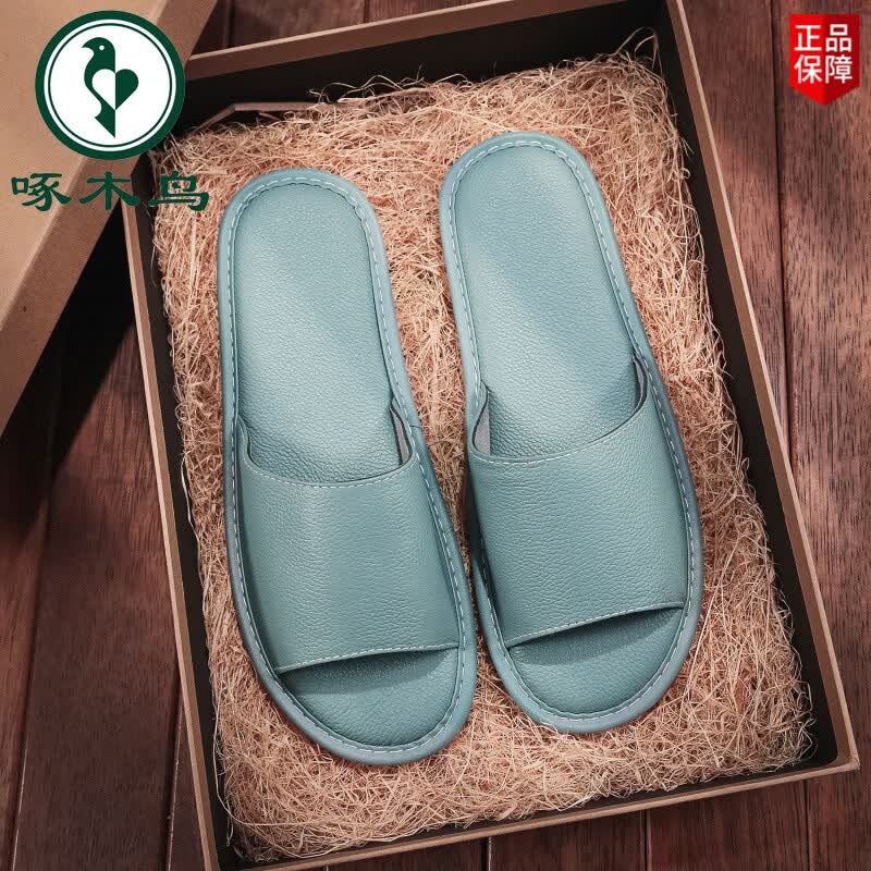 啄木鸟2026夏季新款高端手工全牛皮拖鞋男女居家用防滑真皮软底凉拖鞋 黑色 39-40 27号(适合)
