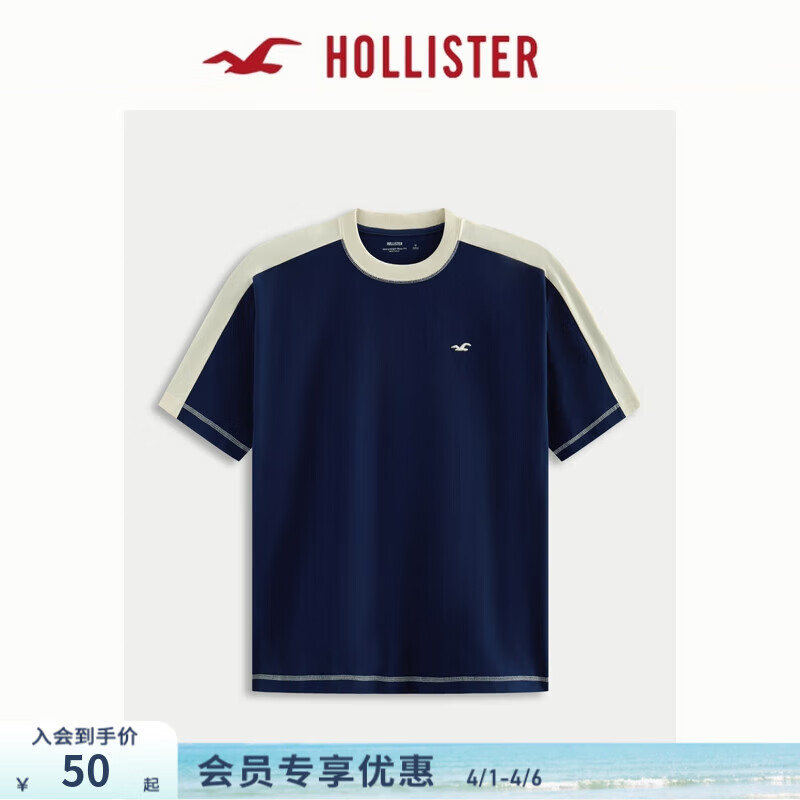 HOLLISTER小海鸥图案棉质重磅短袖T恤25夏男装324-5464 海军蓝 M (180/100A)