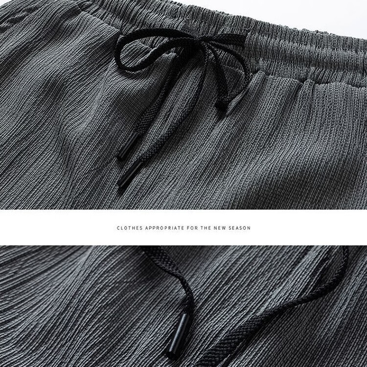 锐图森男士夏季禅悟冰丝套装男宽松大码休闲运动套装男短袖七分裤两件套 555套装-白色 2XL（建议130-150斤）