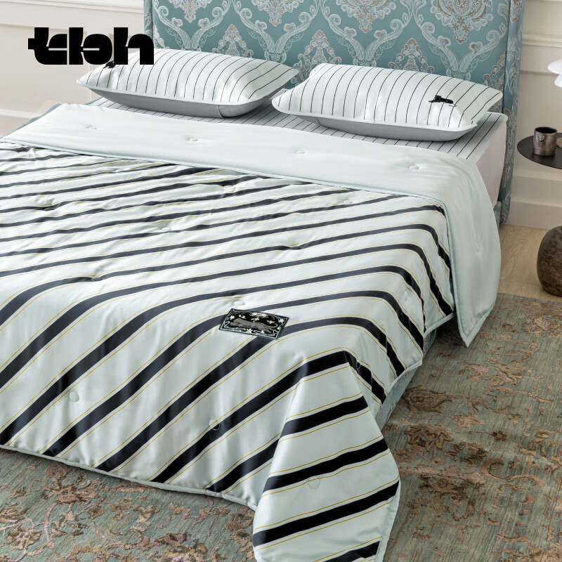 野兽派家居（tbh）夏凉被都市野兽黑豹天丝印花夏被单双人被子空调被 黑豹天丝印花夏被 蓝黑条纹 150cm*210cm